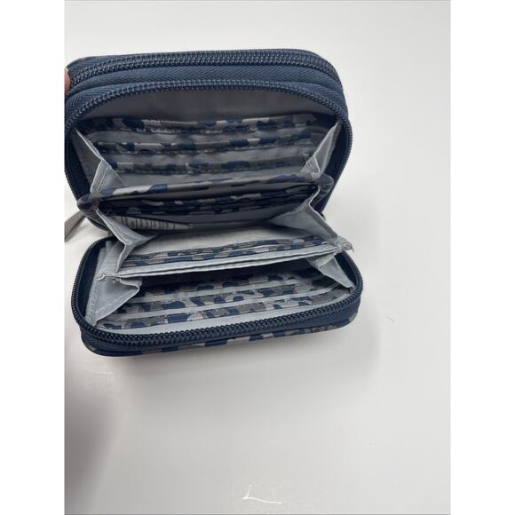 LUG Splits Wallet Quilted Accordion Double Zip RFID Wallet Leopard Blue Gray - Picture 5 of 11